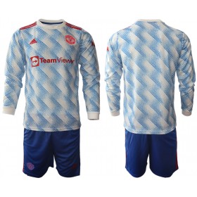 Koszulka Manchester United Dziecięcy Wyjazdowe Koszulki Piłkarskie 2021-2022 Długi Rękaw